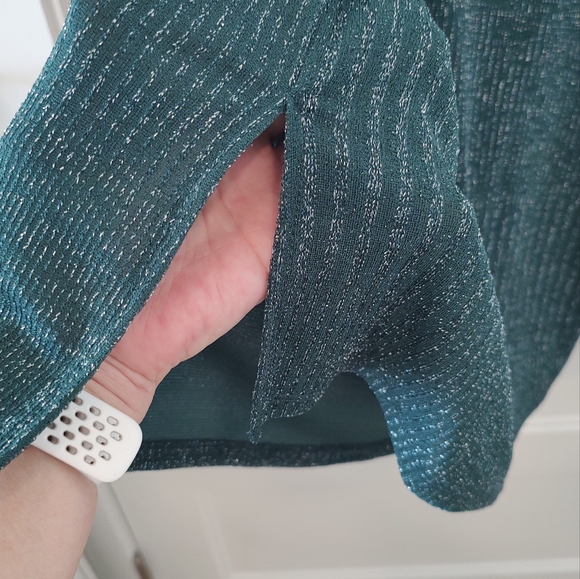 Cable & Gauge Sparkle Sweater in Hunter - Picture 5 of 6